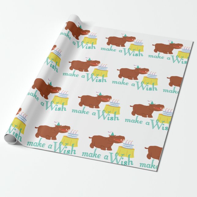 Happy Birthday Hippo! Wrapping Paper (Unrolled)