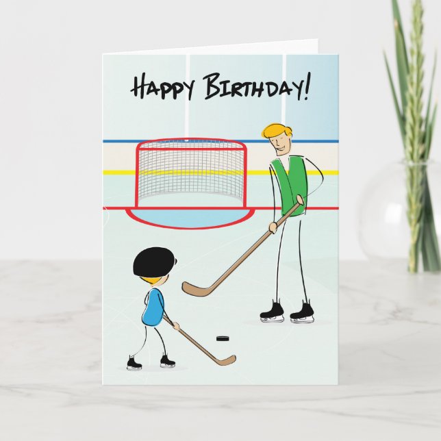 Happy Birthday Hockey Greeting Card (from boy) (Front)