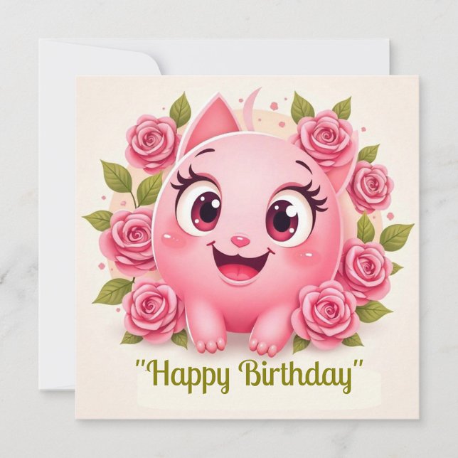 Happy Birthday  Holiday Card (Cheerful Cat Happy Birthday Holiday Card!)