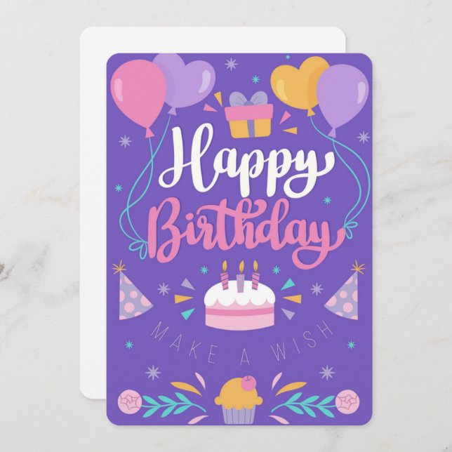  Happy Birthday Holiday Card (Front/Back)