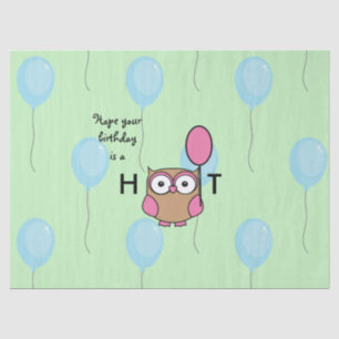 Happy Birthday Hoot Owl with Balloons Tissue Paper