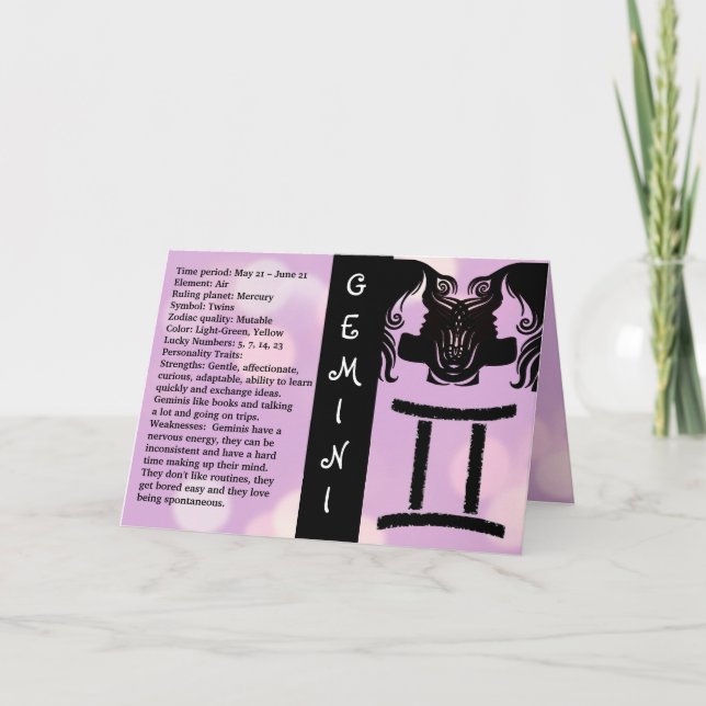 Happy Birthday Horoscope Sign Gemini Card (Front)