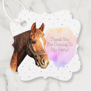 Happy Birthday Horse Back Riding Pretty Animal Kid Favour Tags