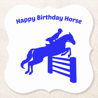 Happy Birthday Horse Hunter Jumper, animal lover  Paper Coaster