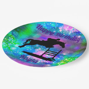 Happy Birthday Horse Hunter Jumper Equestrian Paper Plate