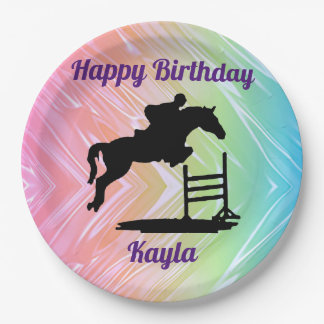 Happy Birthday Horse Hunter Jumper Equestrian Paper Plate
