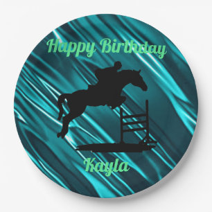 Happy Birthday Horse Hunter Jumper Equestrian Paper Plate
