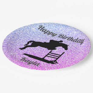 Happy Birthday Horse Hunter Jumper Equestrian Paper Plate