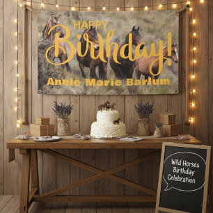 Happy Birthday Horse Theme Custom Banner