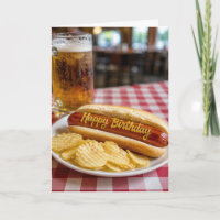 Happy Birthday Hot Dog and Beer Humour