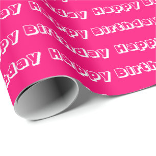 Happy Birthday hot pink fuchsia pattern modern Wrapping Paper