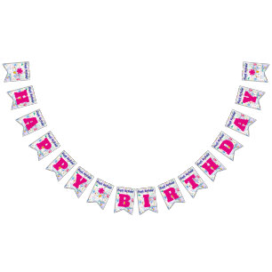 Happy Birthday Hot Pink/Personalise Bunting Flags