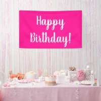 Happy Birthday Hot Pink White Typography