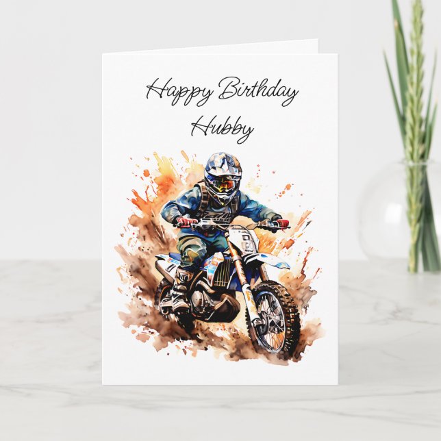 Happy Birthday Hubby | Motocross Bike Card (Front)
