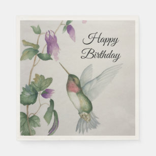 Happy Birthday Hummingbird Party Fun Stylish Napkin