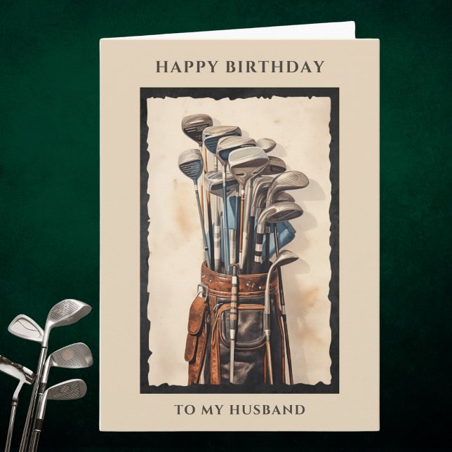 Happy Birthday Husband Golf Bag Birthday Card (Creator Uploaded)