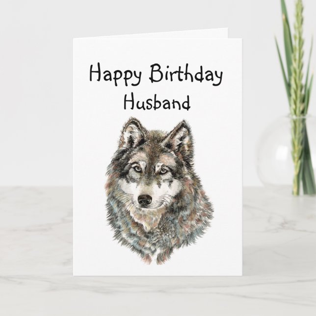 Happy Birthday Husband Humour Wolf, Wolves Card (Front)