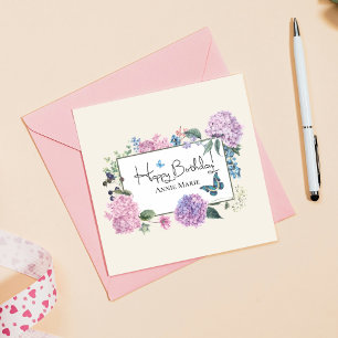 Happy Birthday Hydrangea Bouquet Personalised Card