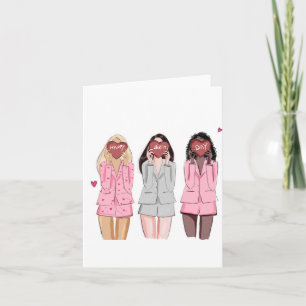 Happy birthday illustration pink girls note card
