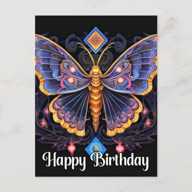 Happy Birthday Imaginative Butterfly Design Postcard (Front)