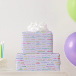 Happy Birthday in Different Languages Lilac Purple Wrapping Paper