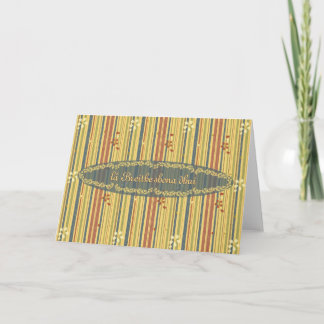 Happy Birthday in Gaelic, Stripes and Flowers Card