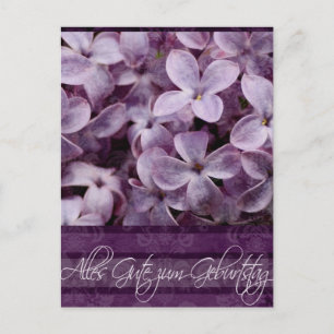 Happy Birthday in German Lilac Blossoms Postcard