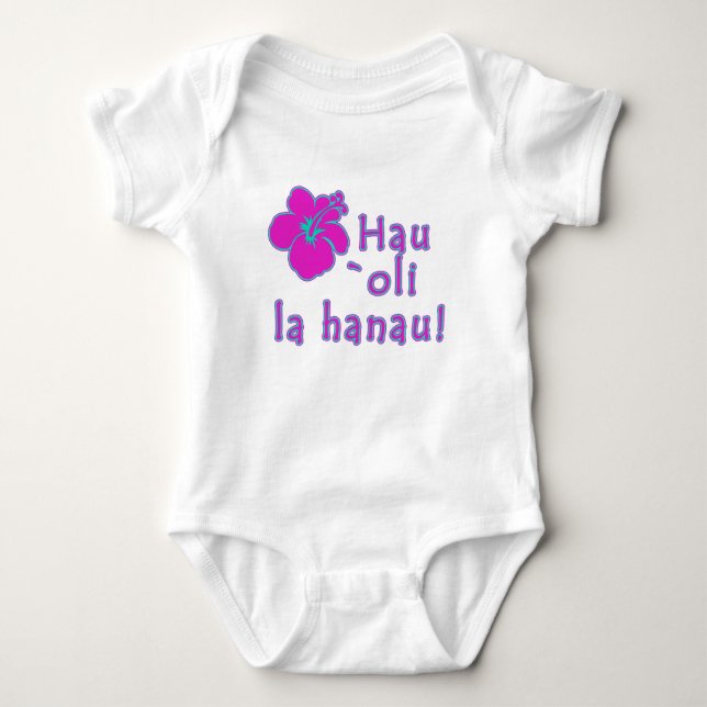 Happy Birthday In Hawaiian Baby Bodysuit (Front)