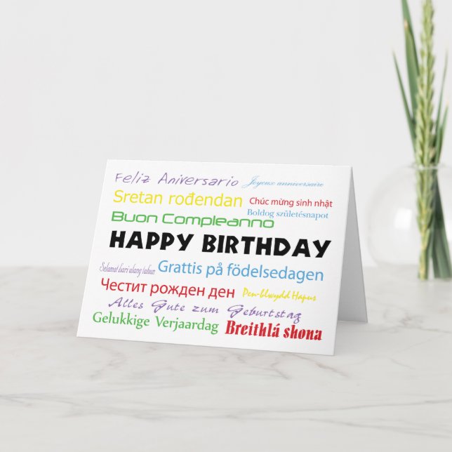 Happy Birthday in Many Languages Card (Front)