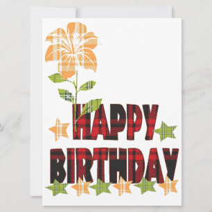 Happy Birthday in Plaid Holiday Card
