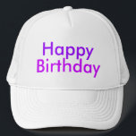 Happy Birthday in Purple and Magenta Party Trucker Hat<br><div class="desc">"Happy Birthday!" with "Happy" in purple and "Birthday" in magenta.</div>