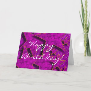 Happy Birthday in Purple Stars Card