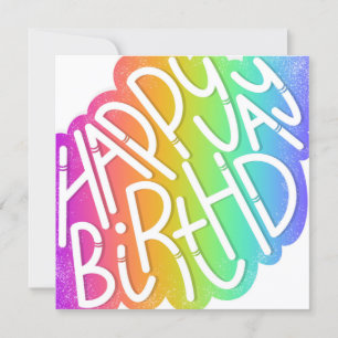 Happy Birthday in Rainbow Quirky Font Card