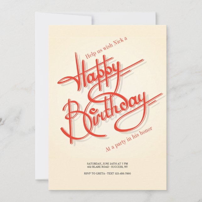Happy Birthday Invitation (Front)