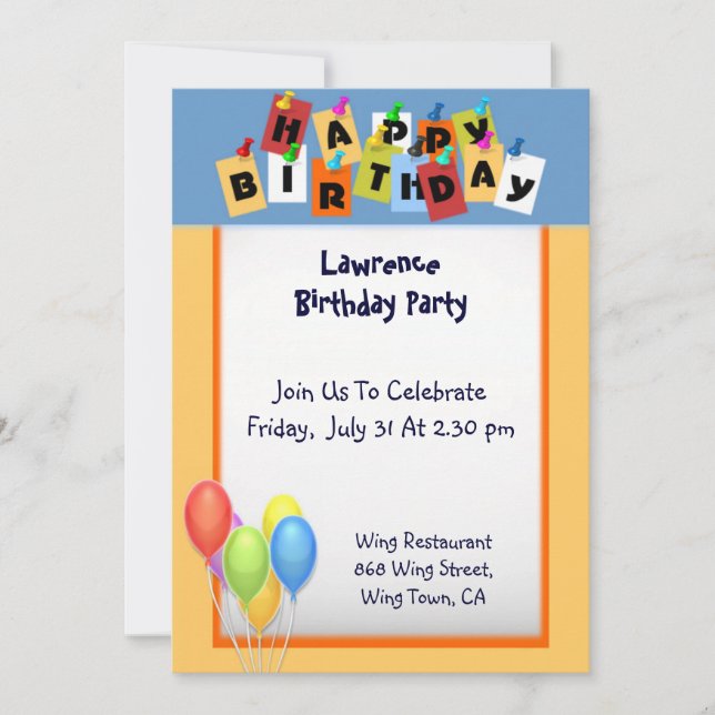 Happy Birthday Invitation (Front)