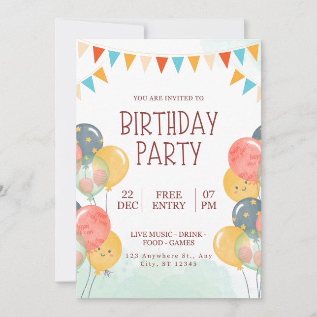 Happy Birthday Invitation (Front)
