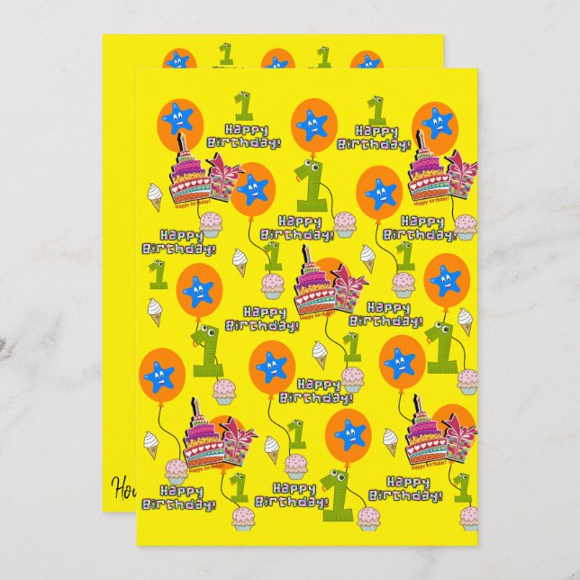 Happy Birthday Invitation First Birthday #1 (Front/Back)