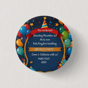 Happy Birthday Invite 3 Cm Round Badge
