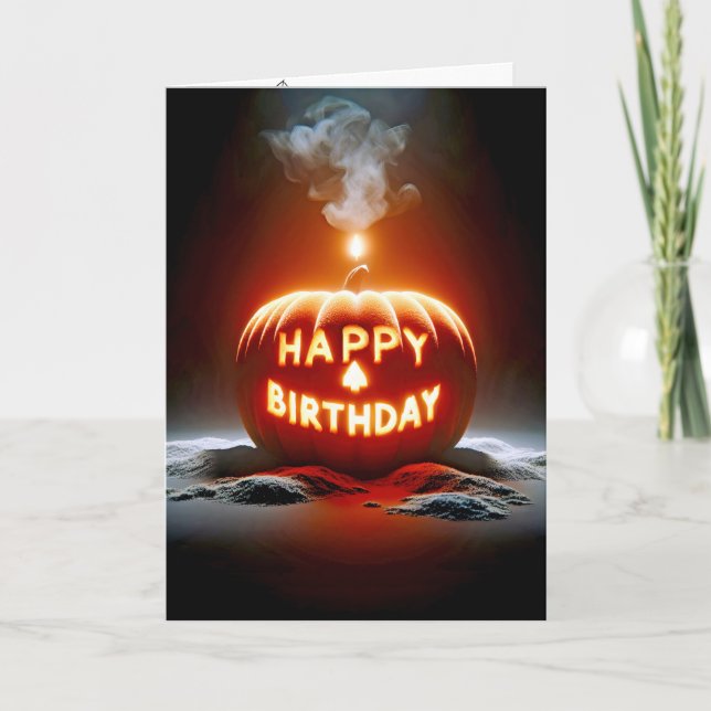 Happy Birthday Jack-o-lantern Candle Card (Front)