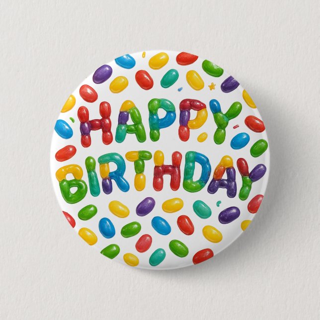 Happy Birthday Jelly Beans 6 Cm Round Badge (Front)