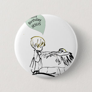 happy birthday jesus 6 cm round badge