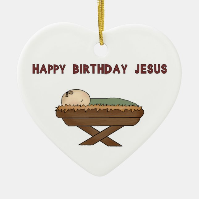 Happy BIrthday Jesus Ceramic Tree Decoration (Front)