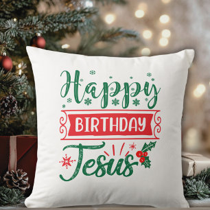 Happy Birthday Jesus Christmas Holiday Cushion