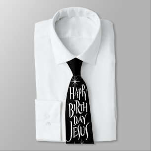 Happy Birthday Jesus Christmas Lettering Christian Tie