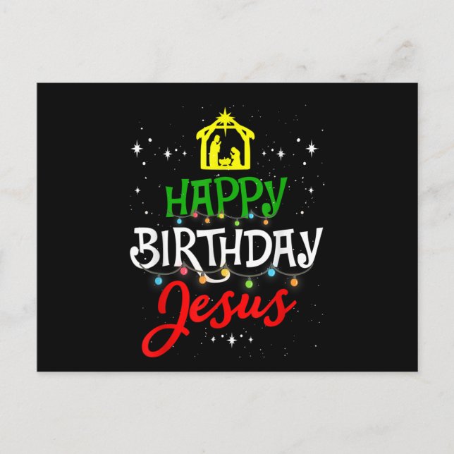 Happy Birthday Jesus Christmas Pajama Holiday Xmas Postcard (Front)