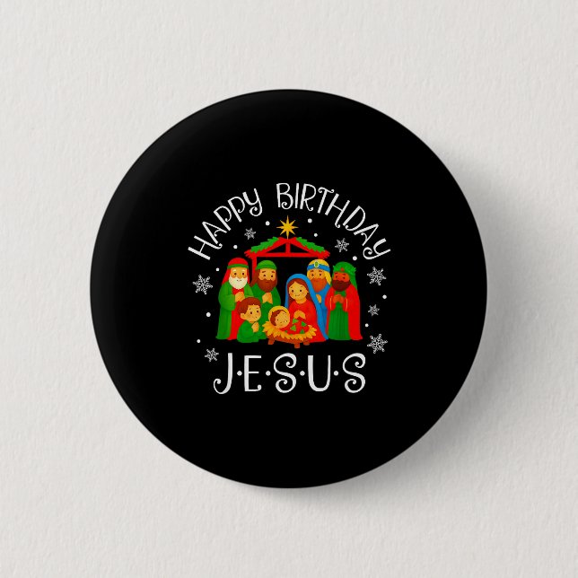 Happy Birthday Jesus Christmas Pajamas Xmas Squad  6 Cm Round Badge (Front)