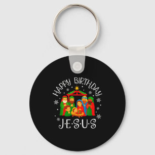 Happy Birthday Jesus Christmas Pajamas Xmas Squad  Key Ring