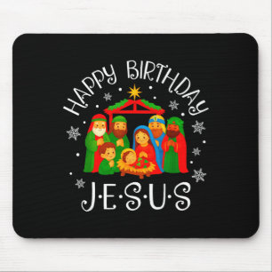Happy Birthday Jesus Christmas Pajamas Xmas Squad  Mouse Pad