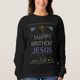 Happy Birthday Jesus Christmas Purple Christian Sweatshirt