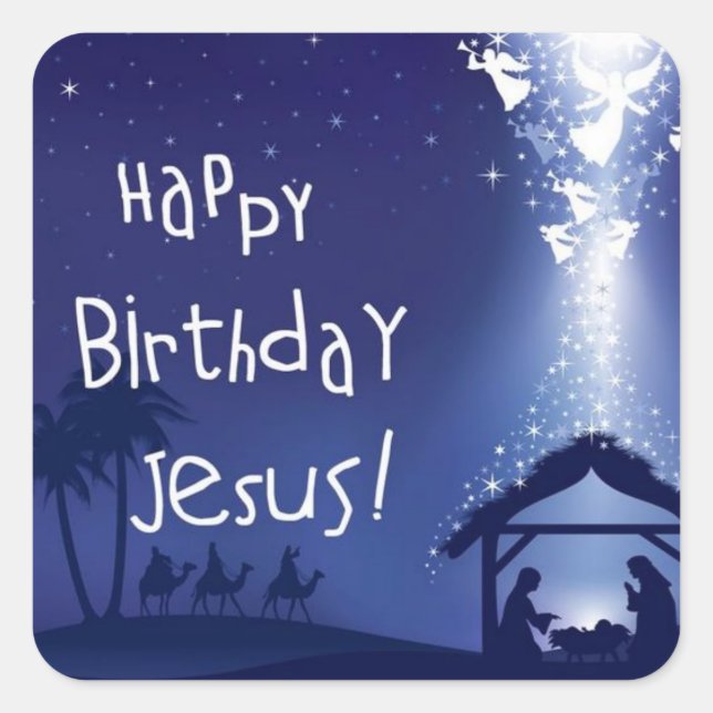Happy Birthday Jesus Christmas Square Sticker (Front)